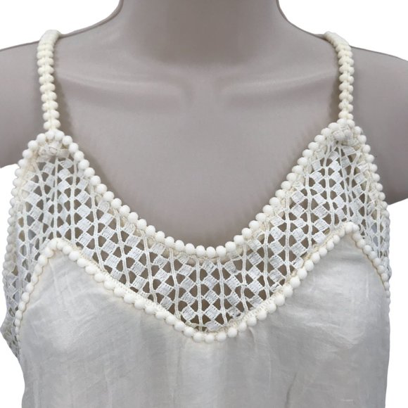 H&M Womens Cream Open Knit Lace Detail Strap Sleeve Lightweight Dress Size 4 - Picture 5 of 8